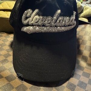 Embellished "Cleveland" Black Baseball Cap